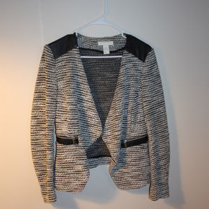 H&M Tweed Faux Leather Shoulder Blazer